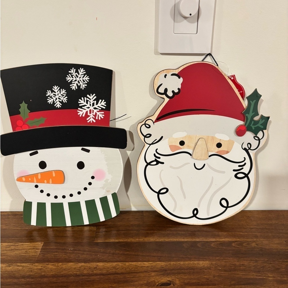 Christmas Santa and Snowman Hanging Decor
